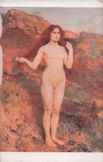 ANTIQUE FRIANT EMILE DYING SUN PICTURE POSTCARD NAKED WOMAN ILLUSTRATED