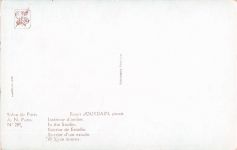 Postkarte zeigt ein Gemälde des Künstlers René Schützenberger mit dem Titel "Le paravent fleuri", welches eine sitzende Frau vor