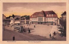 Ak Eppinghofen Mülheim an der Ruhr, Bahnhof, Straßenseite, Straßenbahn