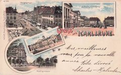 KARLSRUHE Baden Kaiserstraße Rathaus Hotel Germania Marktplatz Rathaus