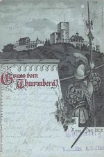 Mondschein-Lithographie Durlach, Ritter vor der Burg