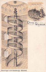 Lithographie Weimar / Thür., Naturtreppe in der Grossherzogl. Bibliothek