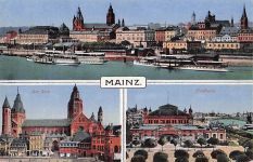 AK Mainz, Panorama, Dom, Stadthalle 1910/20er