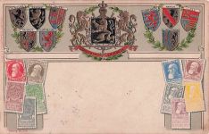 BELGIEN 3D geprägte philatelistische patriotische Briefmarke aus den 1900er Jahren