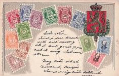 Präge Briefmarken Wappen Litho Norwegen, Norge