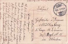 Ansichtskarte stammt aus der Zeit des Ersten Weltkriegs, ungefähr 1914–1916.