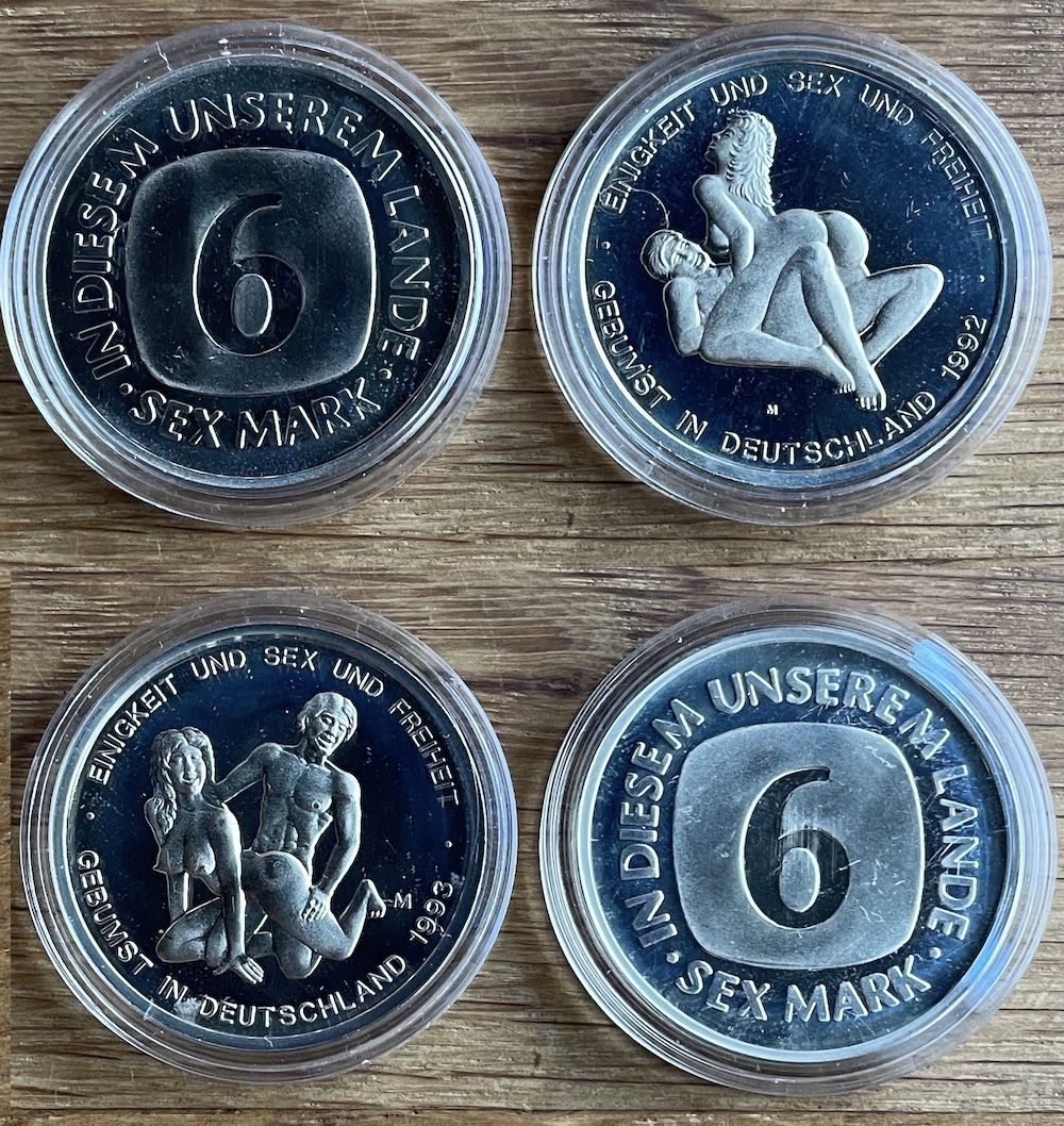 Erotik Scherzmünze - 2 x 6 Mark 1992 / 1993 - Sex Mark - Medaille  