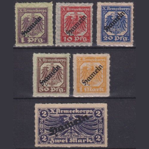 Hameln Gefangenenlager 6 Scheckmarken des X. Armeekorps 1 Pf - 2 Mark