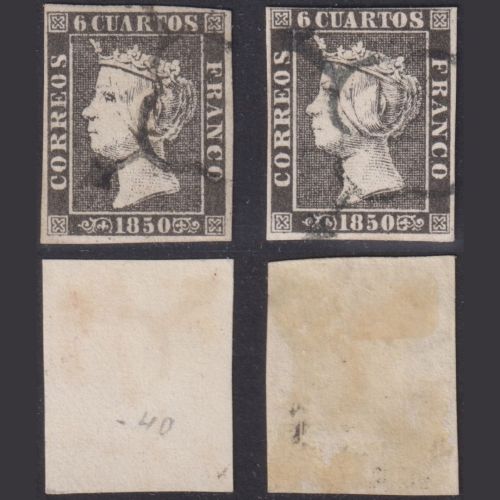 Spanien 1855 MiNr. 1 I + II gestempelt - Königin Isabella II.