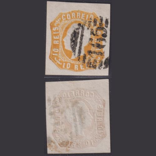 Portugal 1862 - MiNr. 13, 10 R. orange klar gestempelt "165"