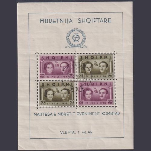 Albanien 1938 - Block 2 gestempelt - Hochzeit von König Zogu I. mit Gräfin Geraldine Apponyi