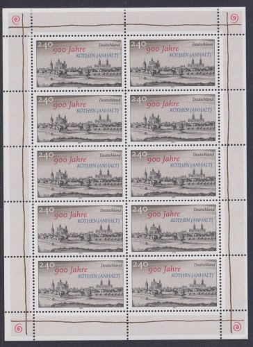 Bund, Michel Nr. 3138 Bogen postfrisch - 900 Jahre Köthen (Anhalt)