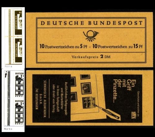 Bund, Markenheftchen MH 10 u RLV III c postfrisch - Albertus / Tegel