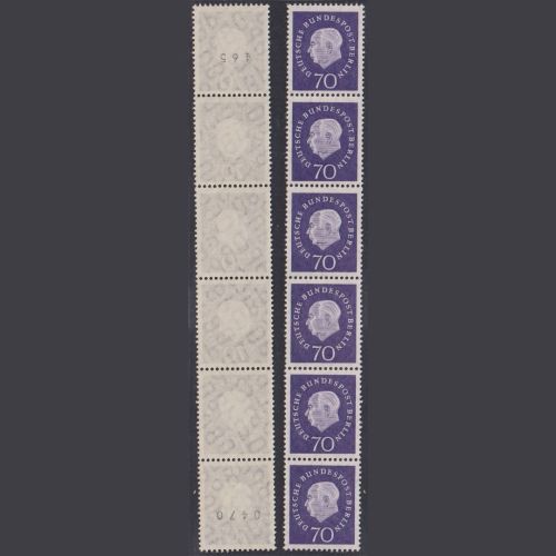 Berlin Nr. 186 w R 6er-Streifen postfrisch Sechserstreifen 70er Heuss Medaillon
