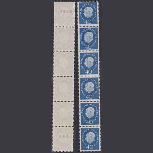 Berlin Nr. 185 w R 6er-Streifen postfrisch Sechserstreifen 40er Heuss Medaillon