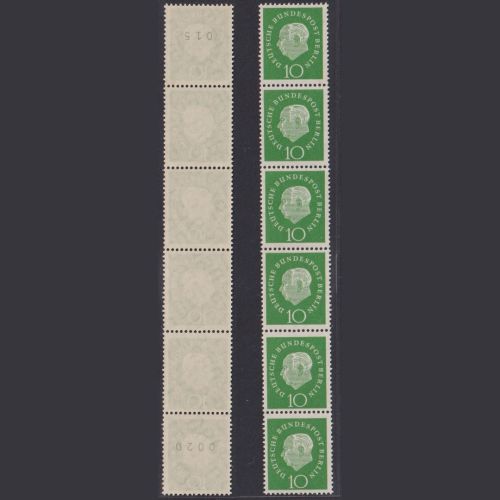 Berlin Nr. 183 w R 6er-Streifen postfrisch Sechserstreifen 10er Heuss Medaillon