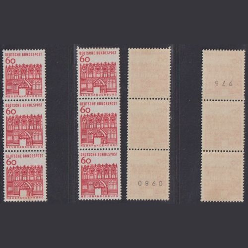Bund, Michel Nr. 459 R 3er-Streifen postfrisch gerade u. ungerade Nr.