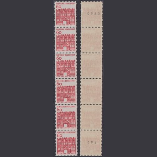 Bund, Michel Nr. 459 R 6er-Streifen postfrisch Sechserstreifen