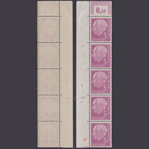 Bund, Michel 179 y DZ 8 + L Eckrand Ecke postfrisch - Heuss lumogen