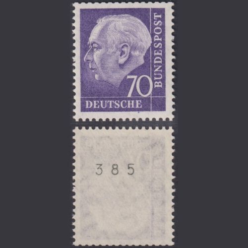 Bund, Heuss 70 Pf. / 263 xw R Rollenmarke, ungerader Nr. 385 postfrisch