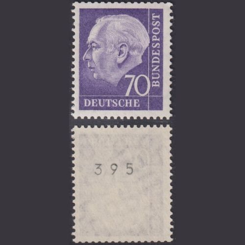 Bund, Heuss 70 Pf. / 263 xw R Rollenmarke, ungerader Nr. 395 postfrisch