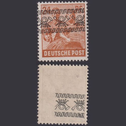 Bizone Bandaufdruck Nr. 44 R postfrisch - Abart Aufdruck auf Gummiseite