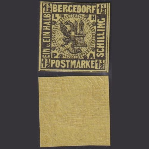 Altdeutschland Bergedorf - Nr. 3 postfrisch - 1 ½ Schilling schwarz auf gelb