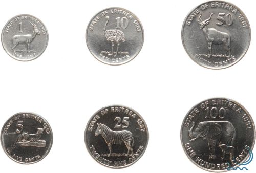 ERITREA KMS 1997 TIERE - 6 Münzen unzirkuliert UNC