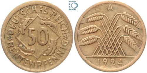 Weimarer Republik, 50 Reichspfennig 1924 A,