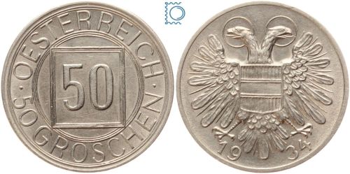 Österreich, 1. Republik, 50 Groschen, 1934, Nachtschilling