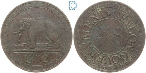 CEYLON 1/48 Rixdollar 1802 - George III. (1796-1820) - Kursmünze (1801-1816)
