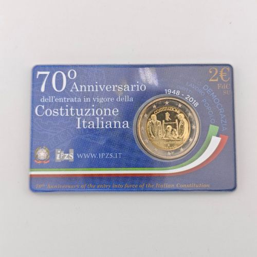 Italien 2 Euro 2018 - 70 Jahre Italienische Verfassung - Original in Coincard Blister OVP
