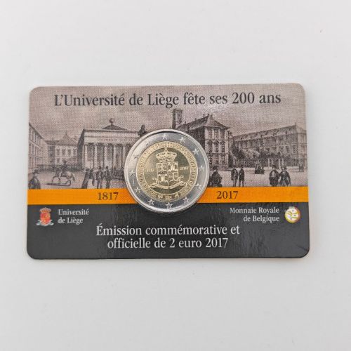 2 Euro Gedenkmünze Belgien 2017 - Universität Lüttich - wallonische Coincard