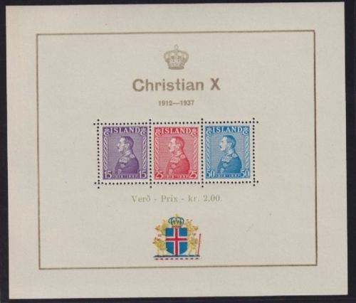 Island Block 1 postfrisch - 25 Jahre Regentschaft von König Christian X.