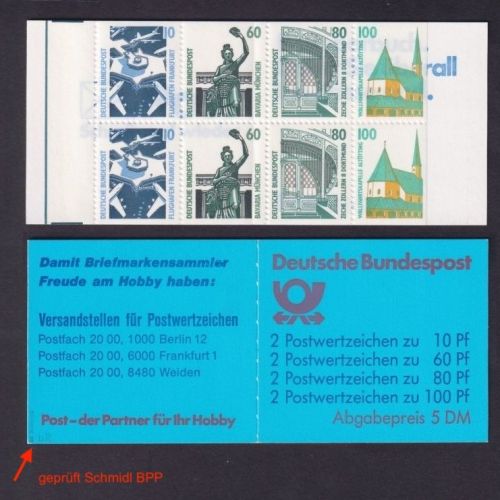 Bund Markenheftchen MH 26 b R postfrisch - Abart mit Randleiste, gepüft Schmidl BPP