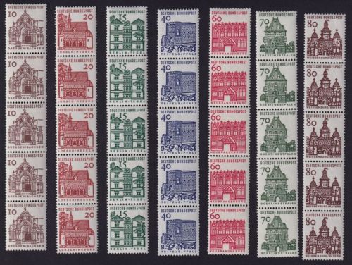 Bund, Michel Nr. 454-461 R Rollenmarke 5er Streifen postfrisch