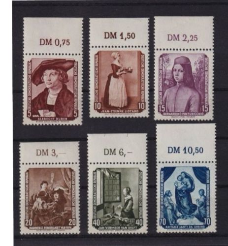 DDR, MiNr. 504-509 Oberrand postfrisch - Gemäldegalerie (I)