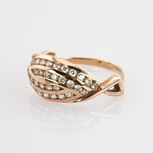Roségold- Ring mit Glassteine im Jugendstil | 585 / 2,4g / Gr. 52