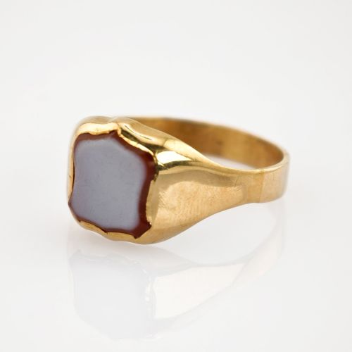 Zweifarbiger Goldring mit Kamee um 1950 | 585 / 2,4g / Gr. 58