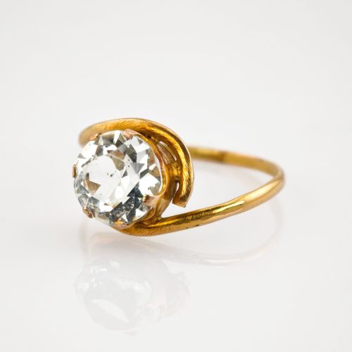 Goldring mit großem Glasstein um 1960 | 585 / 1,9g / Gr. 57