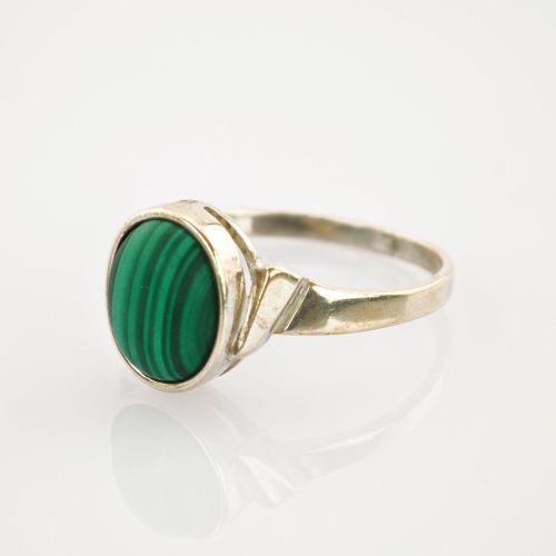 Silberring mit Malachit-Cabochon | Gr. 58