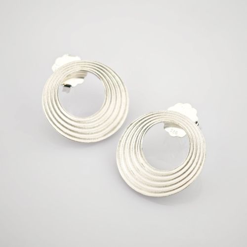 Silber Ohrstecker Kreis strukturiert modern