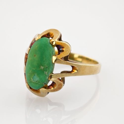 Goldring mit Türkis im Stil der 1960er Jahre | 585 / 4,2g / Gr. 57