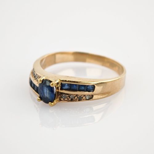 Goldring mit Saphir & Diamant im Stil der 1960er | 333 / 2,9g / Gr. 56