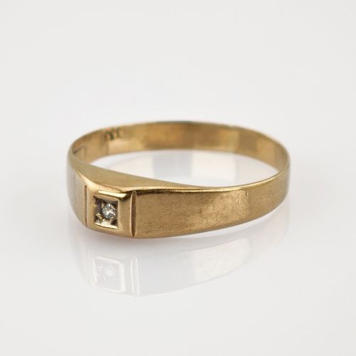 Goldring mit Diamant im klaren Stil der 1960er | 333 / 1,1g / Gr. 58