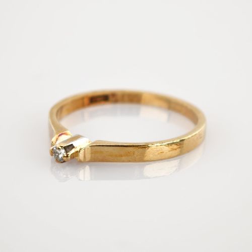 Goldring mit Solitär-Diamant um 1980 | 585 / 1,8g / Gr. 52