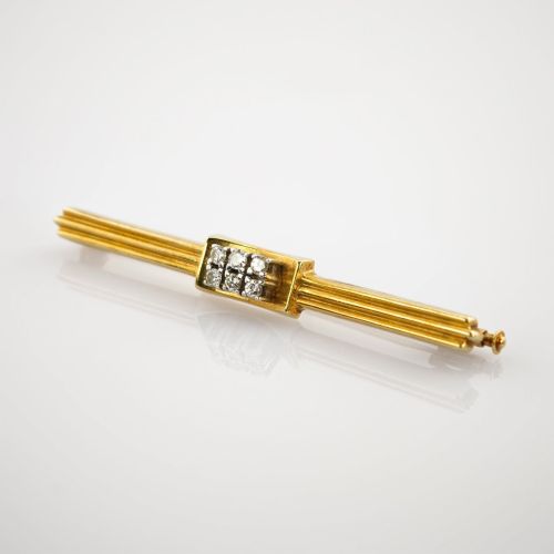 Gold Brosche mit Diamanten im Stil des Art Déco
