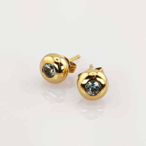 Gold Ohrstecker mit blauem Topas