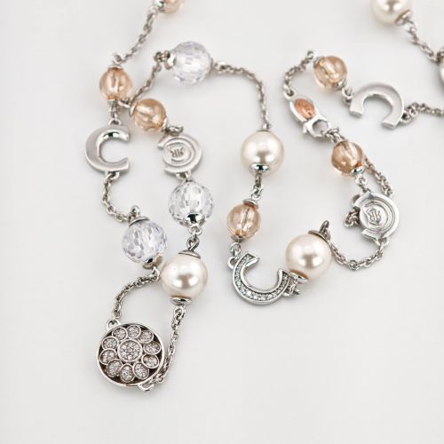 CERRUTI Silberkette mit Perlen und Charms, modern