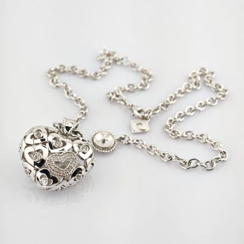Pierre Cardin Silber Medaillon Herzform mit Kette, zeitloses Design